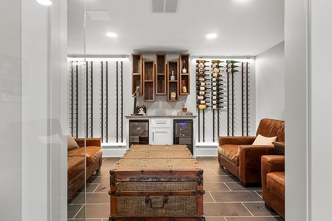 Ultra Wine Racks Wall Mounted Label-Out Wine Racks (2 Feet 1 Deep, Matte Black, 6 Wine Bottles) - Modern Metal Wine Storage, Modular Design for Home Bar, Kitchen, Dining Rooms, & Wine Cellars