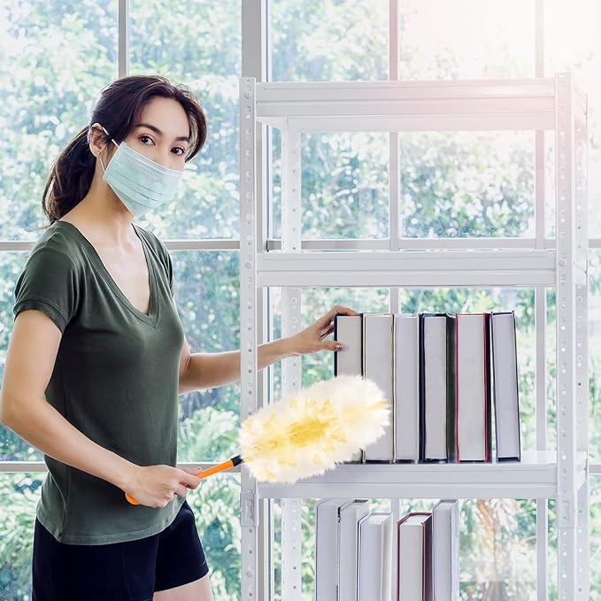 Vesici 50 Pcs Duster Refills Compatible with Swiffer Dusters Bulk Disposable Replacement Thickened with 1 Handle Heavy Duty for Cleaning, Office (Yellow)