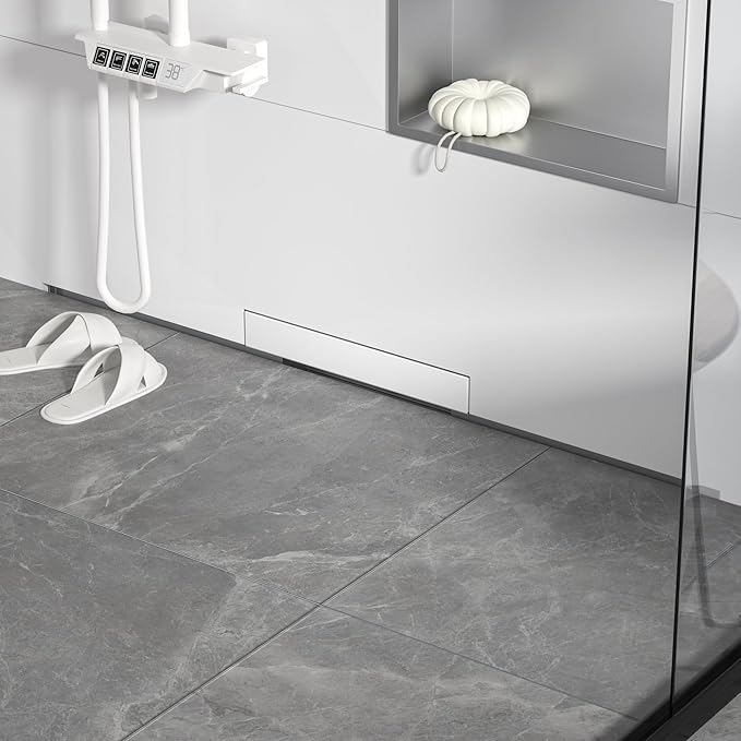 Linear Wall Drain 36’’, 304 Stainless Steel Side Drain w/Tiled Grate & Hair Strainer, Brushed Tiled Shower Drain for Bathroom, CUPC Certified