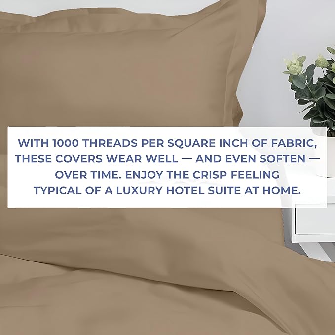 Kotton Culture 120"x98" 3 Pc Oversized King Duvet Cover Set 100% Egyptian Cotton - Luxury 1000 TC Hotel Quality Comforter Cover with Zipper Closure & Corner Ties - Fits Large King Inserts Taupe