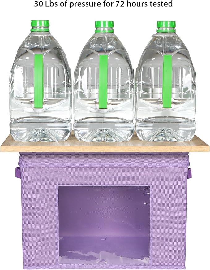 Univivi Foldable Fabric Storage Boxes Large Storage Bins with Lids [4-Pack] Collapsible Storage Cubes Organizer Containers Organization Baskets for Home, Bedroom, Closet (Purple, 17“ x 12” x 12")