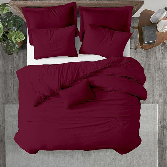 Kotton Culture 120"x120" 3 Pc Super King Plus/Super Oversize King Duvet Cover Set 100% Egyptian Cotton - 1000 TC, Zipper Closure & Corner Ties - Fits Only Extra Large Inserts - Burgundy
