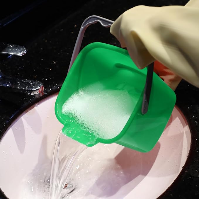 Lallisa 12 Pcs 3 Quart Cleaning Bucket Small Sanitizing Square Bucket Detergent Pail for Home Office Commercial Restaurant Kitchen Bathroom School (Green)