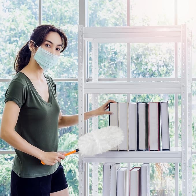 Vesici 50 Pcs Duster Refills Compatible with Swiffer Dusters Bulk Disposable Replacement Thickened with 1 Handle Heavy Duty for Cleaning, Office (White)