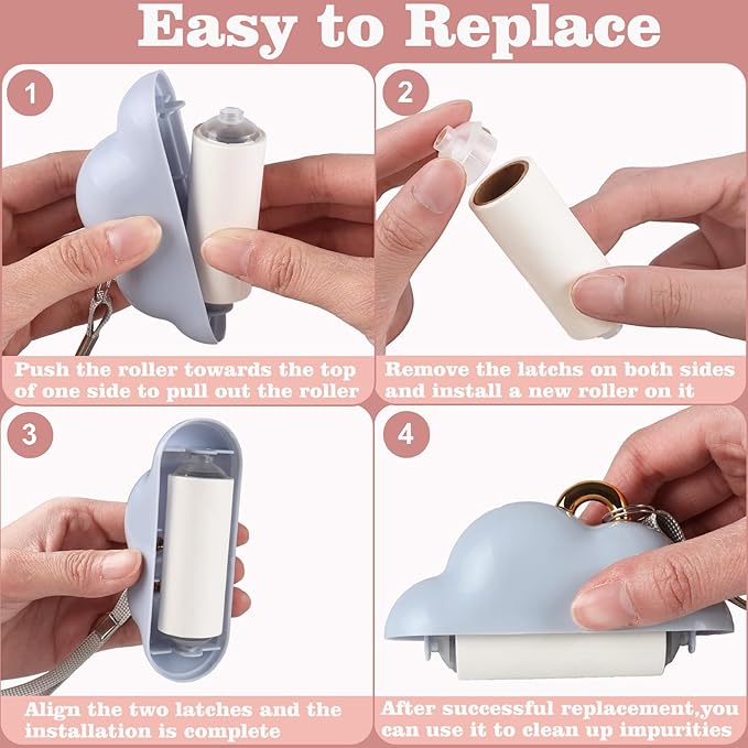 Mini Lint Roller Travel Size, Reusable Pet Hair Remover for Clothes with 150 Refillable Sheets (Blue)