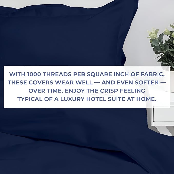 Kotton Culture 120"x 98" 1 Pc Oversized King Duvet Cover Only 100% Egyptian Cotton - Luxury 1000 TC Hotel Quality with Zipper Closure & Corner Ties - Fits Large King Inserts - Navy Blue