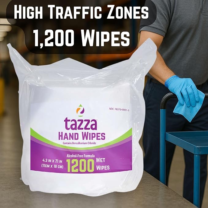Tazza TAZZAWP1200 Wet Wipes - Bulk 4 x 1200 Ct, Durable Pre-Saturated Cleaning Gym Wipes. 1 penny a wipe!