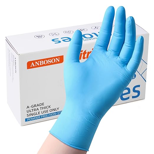 6 mil Disposable Nitrile Gloves, Heavy Duty Disposable Glove, Cooking Gloves, Latex Free, Powder Free (Blue of 100, Large)