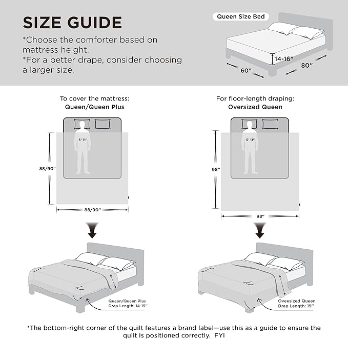 Bedsure Comforter Duvet Insert - Quilted Comforters Oversize Queen Size, All Season Duvet, GentleSoft Down Alternative Bedding, with 8 Tabs, Gifts for Women/Men, White, Oversize Queen 98 x 98 Inches