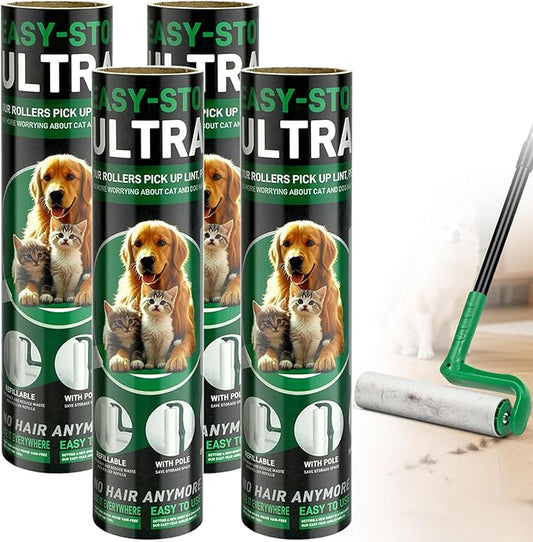 Large Lint Roller Refills for Lint Remover,4 Pack 10 Inch Big Lint Roller Refill Compatible with Evercare Mega Roller Cleaning for Carpets, Furniture, Pet Hair