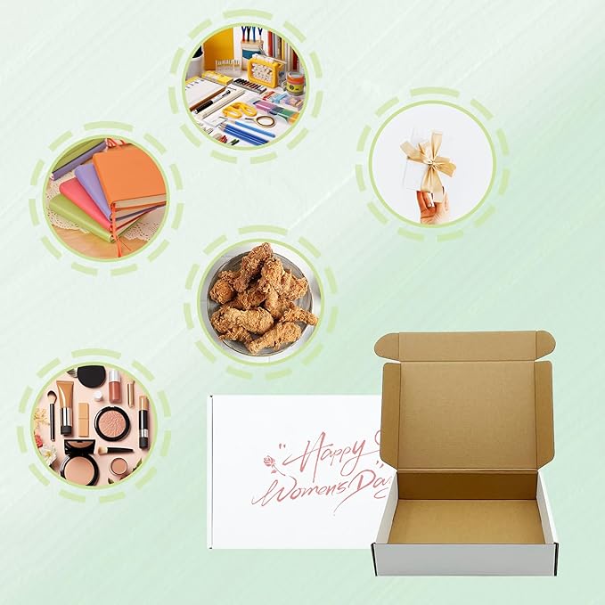 White Shipping Boxes 9x7x2 inch 25 Pack,Corrugated Boxes Mailer Packaging for Mailing Small Business，E-Commerce Gift Boxes for Wrapping Present Moving Storage Heavy Duty Recycled Cardboard Boxes