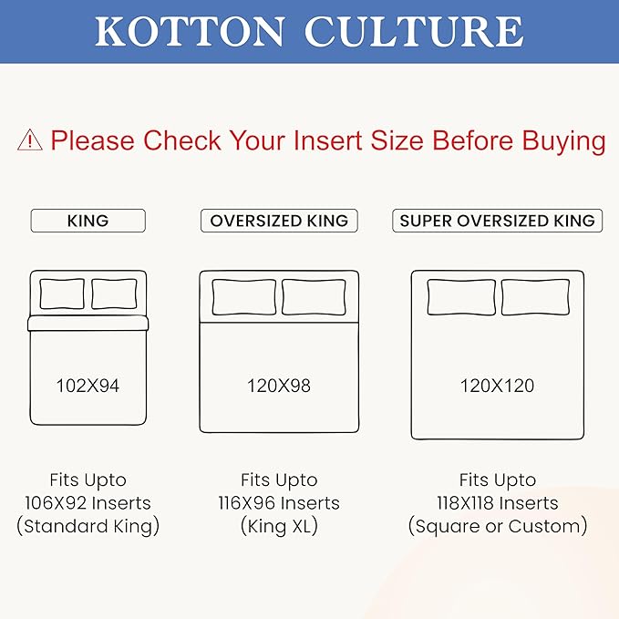 Kotton Culture 120"x 98" 1 Pc Oversized King Duvet Cover Only 100% Egyptian Cotton - Luxury 1000 TC Hotel Quality Comforter Cover with Zipper Closure & Corner Ties - Fits Large King Inserts -Sky Blue