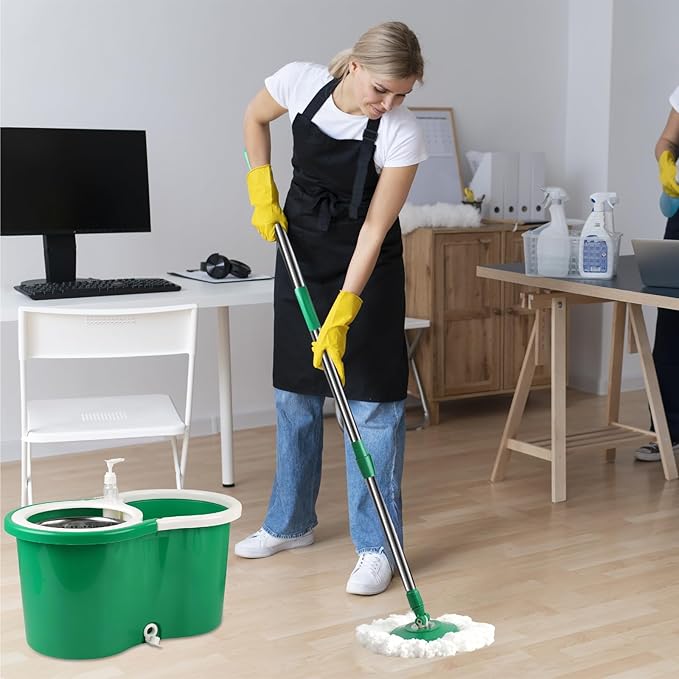 Spin Mop and Bucket with Wringer Set, 360° Spinning Mop Bucket System with 3 Microfiber Mop Replacement Heads and 61" Stainless Steel Adjustable Handle for Floor Cleaning (20QT)