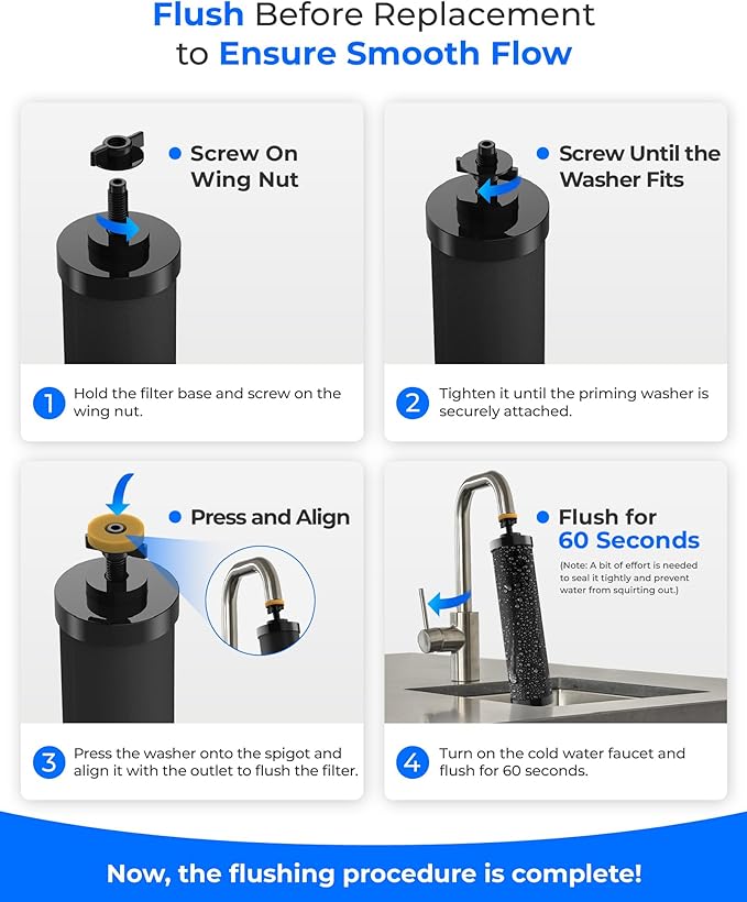 [New Upgraded Ultrafiltration] Waterdrop Black and Fluoride Water Filter, Replacement for Berkey® Black Purification Elements, Berkey® Gravity Water Filter System