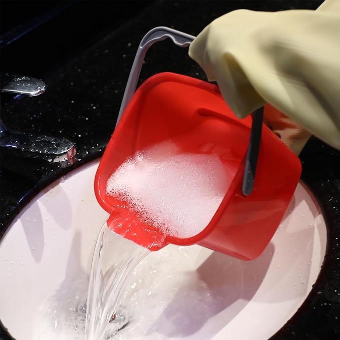 Lallisa 12 Pcs 3 Quart Cleaning Bucket Small Sanitizing Square Bucket Detergent Pail for Home Office Commercial Restaurant Kitchen Bathroom School (Red)