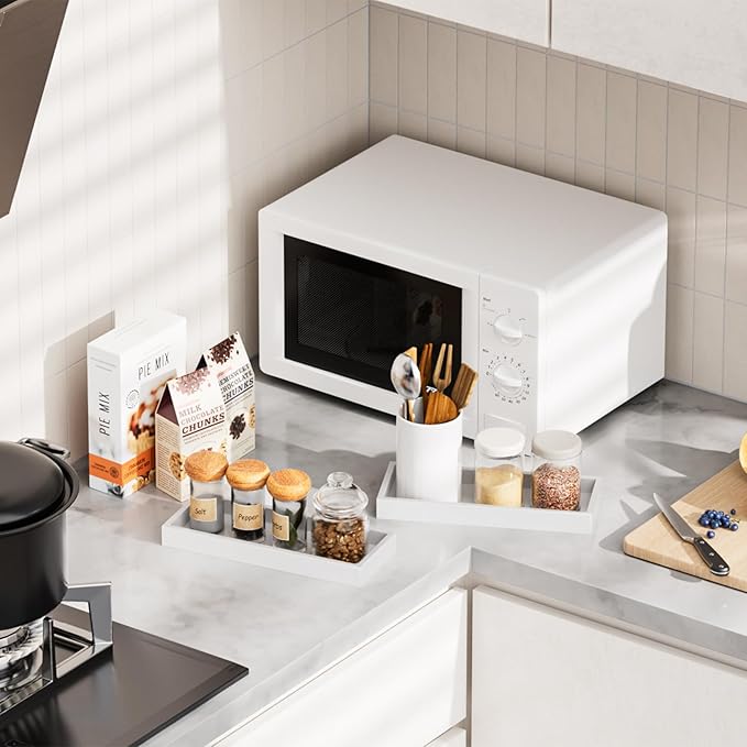 ZHWS Bathroom Vanity Tray for Countertop Decor Perfume Jewelry Toiletries, Toilet Tank Tray for Candle Bamboo Kitchen Tray for Soap Dispenser Spice Coffee Set of 2 11.3’’L x 4.4’’W x 1.14’’H