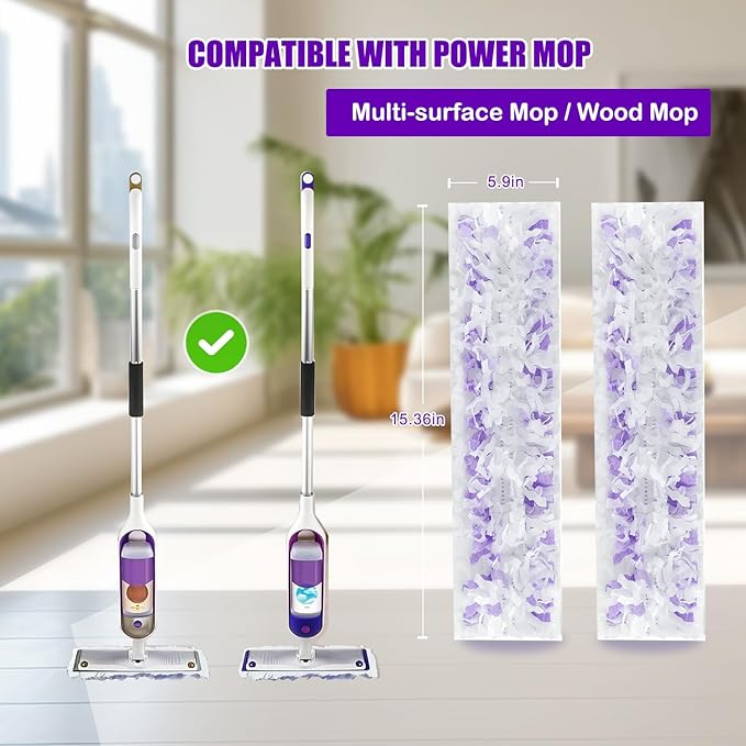 Power Mop Pads for Swiffer Power Mop Refills, Multi-Surface Power Mop Pads for Swiffer Power Mop Pads, Disposable PowerMop Refill Pads Compatible with Swiffer Wet Pads Refill, 20 Count