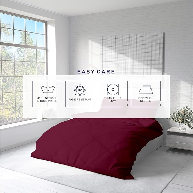 Kotton Culture 120"x120" 3 Pc Super King Plus/Super Oversize King Duvet Cover Set 100% Egyptian Cotton - 1000 TC, Zipper Closure & Corner Ties - Fits Only Extra Large Inserts - Burgundy
