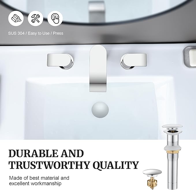 Pop up Sink Drain Stopper for Bathroom Vessel Vanity Sink Art Basin Chrome, Big Cap Without Overflow, Metal Pop-up Drain Strainer with Detachable Basket Stopper