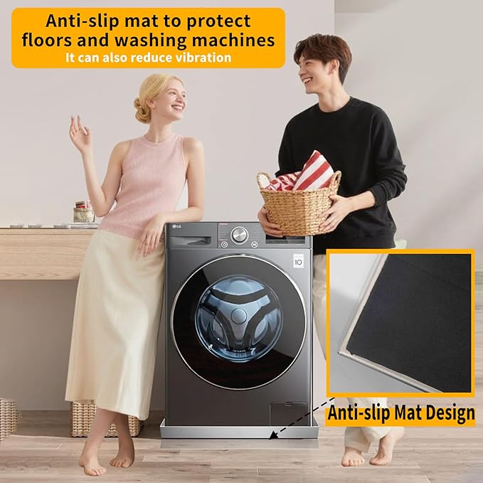 Washing Machine Drain Pan - 27" x 25" x 2.5" - 304 Stainless Steel Heavy Duty Washing Machine Tray No Hole