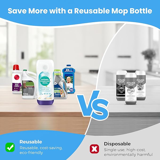 Power Mop Refillable Bottle for Swiffer PowerMop Multi-Surface Mop, 775ML Leak-Proof HDPE Refillable Bottle Solution Powermop 26 FL OZ Reusable Solution Container Replacement