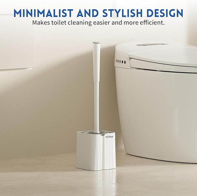 Toilet Bowl Brush and Holder Set, Compact Toilet Scrubber Brush for RV and Bathroom Cleaning, Durable Classic 360°PP Bristle, Drip-Proof, Wall Mountable.（White）