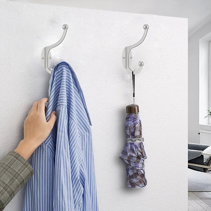 ZEYU Wall Hooks, 20Pcs Coat Hooks Hardware Towel Hooks for Hanging Coats Double No Rust Black Robe Hooks Wall Mounted with Screws for Key, Towel, Bags, Cup, Hat