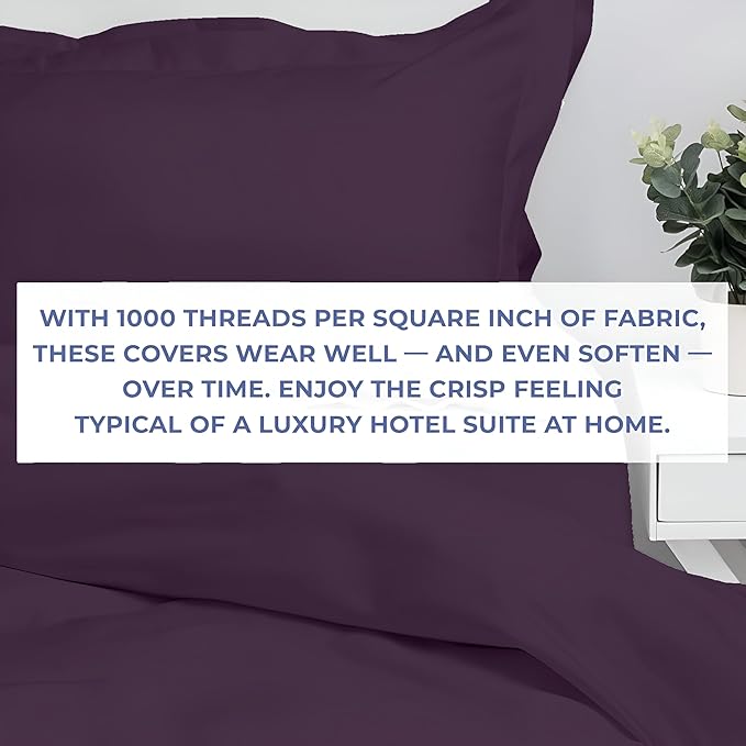Kotton Culture 120"x 98" 1 Pc Oversized King Duvet Cover Only 100% Egyptian Cotton - Luxury 1000 TC Hotel Quality Comforter Cover with Zipper Closure & Corner Ties - Fits Large King Inserts - Plum