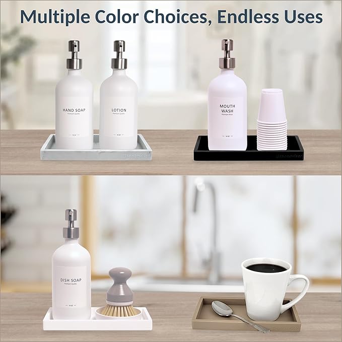 Countertop and Vanity Tray - Small 7.7" Silicone Tray for Soap Dispenser Bottles, Bathroom Trays, Kitchen Sink Soap Trays, Sink Caddy Kitchen Sinks Organizer, Soaps Dish & Sponge Holder Mat