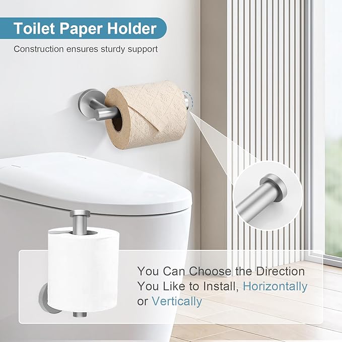 TQKAG Bathroom Towel Bar Holder Sets Brushed Nickel 23.6 Inch Round Stainless Steel Towel Bar Set 5 Piece Bathroom Accessory Set Wall Mounted