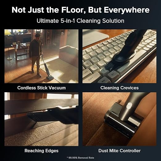 roborock F25 ACE Combo Wet Dry Vacuum Cleaner, 5-in-1 Cordless Stick Vacuum Mop, Smart Hard Floor Washer with 180° Lie-Flat, AI Assitant Wheels, Self Cleaning, 65 min Runtime, Whole House Cleaning