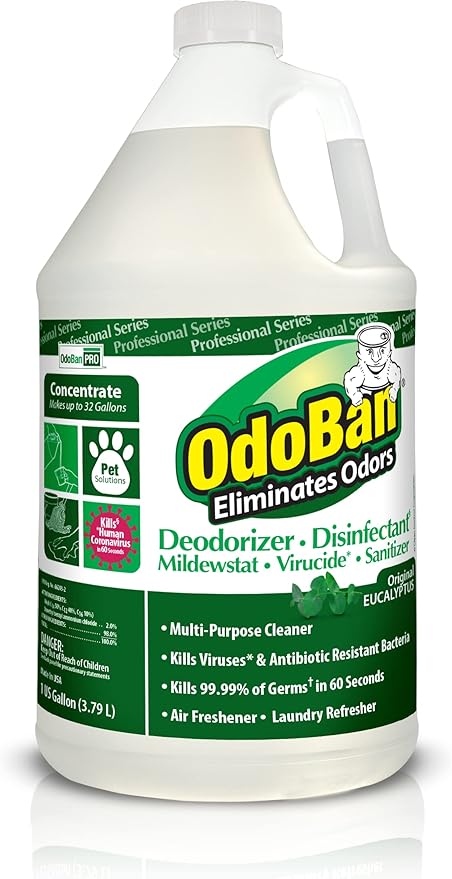 OdoBan Professional Disinfectant and Odor Eliminator Concentrate, Made in the USA, Original Eucalyptus Scent, 1 Gallon