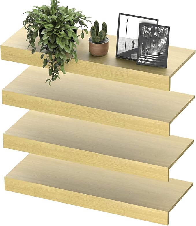 Wooden Wire Shelf Covers for Pantry & Closet – Wire Rack Covers for Shelves, Durable Wood Shelf Covers for Kitchen, Laundry Room, Storage Organization(Yellow Oak,24in*12in)