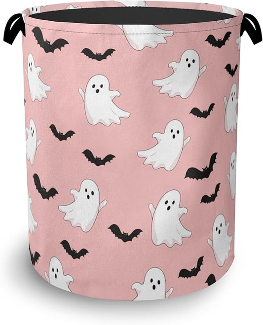 Bat Ghost Laundry Basket,Halloween Foldable Oxford Cloth Tote Bag Laundry Hamper Clothes Storage Bucket Organizer for Bedroom Laundry Storage Dormitories 16" x 20.8"