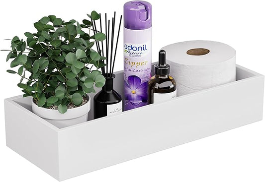 ZHWS Toilet Paper Basket, Bathroom Basket, Toilet Tank Tray for Storage Toiletries, Back of Toilet Organizer, Bathroom Vanity Tray for Makeup, Decorative Tray, Toilet Tank Basket 15" x 6" x 3 White