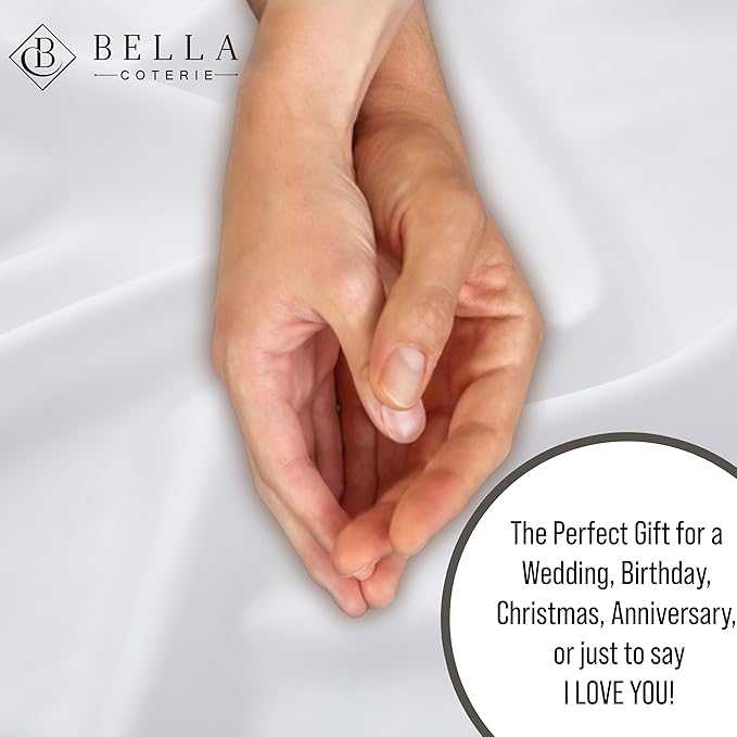 Bella Coterie Luxury Bamboo Viscose Queen Size Duvet Cover Set | 100% Organically Grown | Corner Ties | Ultra Soft | Cooling | Two Pillow Shams | 90 x 94 | No Insert [White]