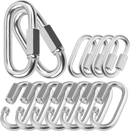 Quick Links, Chain Links Connector, 620lbs Capacity Heavy Duty Carabiner Clips, Galvanized Thread Quick Link Hardware for Safety Chain Swing Gym Hammock, Screw Lock Oval Locking Carabiner