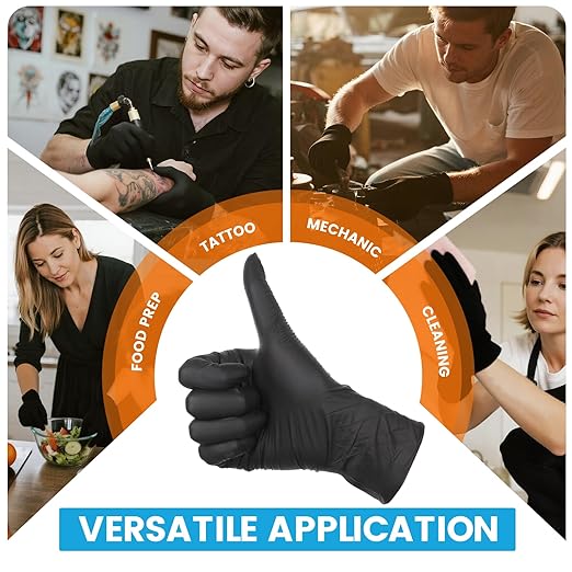 ANBOOSN Rubber Gloves - ISO 13485 - Protect animals and Staff - Durable, Latex-free and Eco-friendly For Pet Care Professionals, Wildlife centers, and Zoos - Small, Black of 100 Pcs