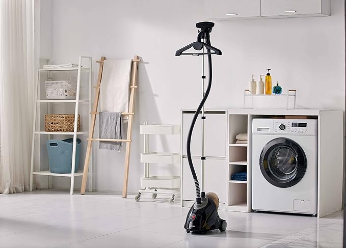 SALAV GS18-DJ Standing Garment Steamer with Roll Wheels for Easy Movement, 1.8L Water Tank for 1 Hour Continuous Steaming, Adjustable Pole for Storage, Includes Descaler Packet, 1500 watts