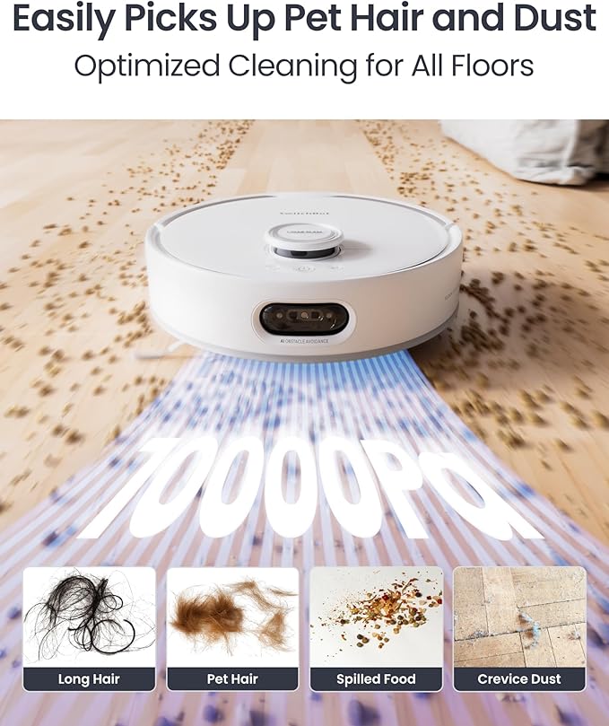 SwitchBot S20 Robot Vacuum and Mop with Matter, 10000Pa Suction, Roller Mop, AI Navigation, Auto Mop Wash & Dry, Self-Emptying, Works with AppleHome, Alexa, GoogleHome, for Pet Hair, Carpet, Floors