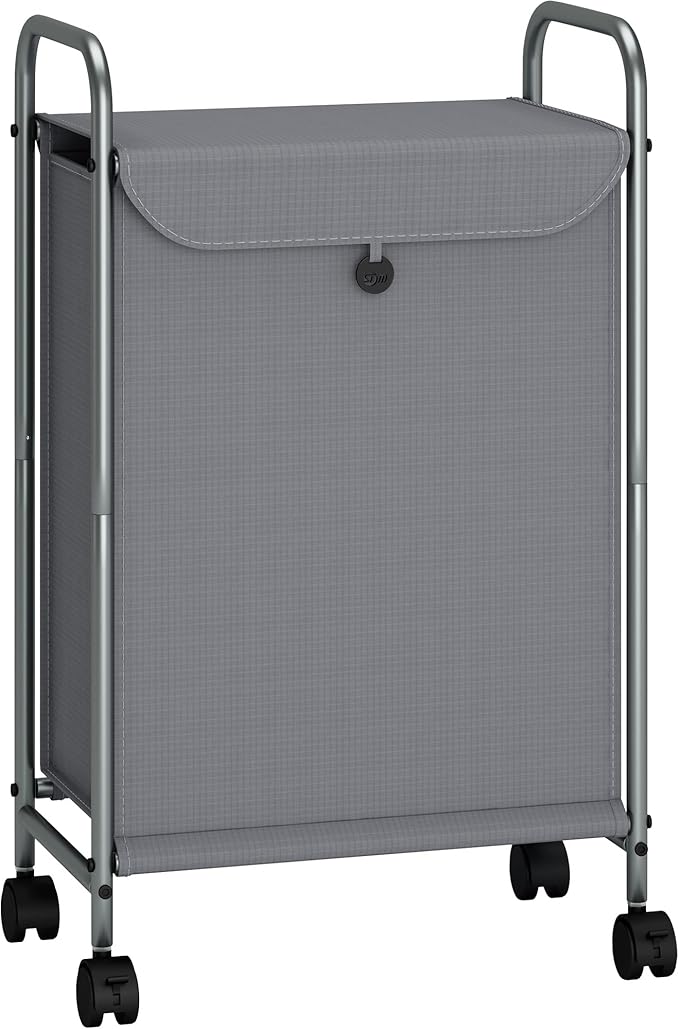 STORAGE MANIAC Rolling Laundry Hamper, Laundry Basket with Lockable Wheels, Clothes Sorter Cart, Small Clothes Separator Hamper for Closet, Bathroom, Laundrys Room, 1 Section Gray