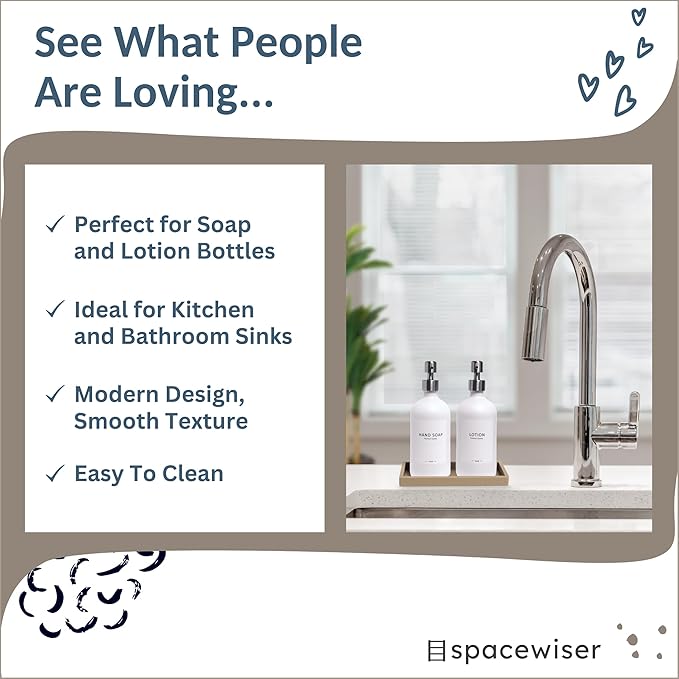 Countertop and Vanity Tray - Small 7.7” Silicone Tray for Soap Dispenser Bottles, Bathroom Trays, Kitchen Sink Trays, Sink Caddy Kitchen Sinks Organizer, Soap Dish & Sponge Holder Mat