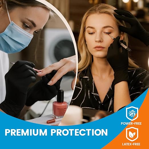 ANBOOSN Rubber Gloves - ISO 13485 - Protect animals and Staff - Durable, Latex-free and Eco-friendly For Pet Care Professionals, Wildlife centers, and Zoos - Small, Black of 100 Pcs