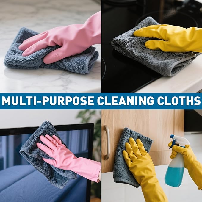 Gray Microfiber Cleaning Cloths Bulk Pack-400 Pack, Microfiber Towels Bulk, Towels for Cars, Cleaning Rags Gray (12x12 inches)