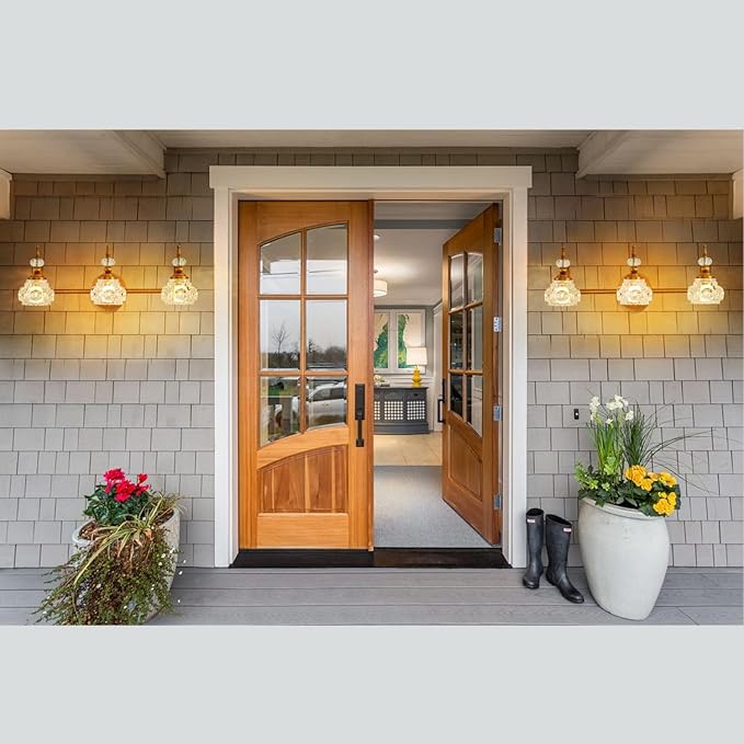 WJShome Vintage Bathroom Vanity Light Fixture, 3 Lights Bathroom Lighting Matte Brushed Antique Brass Finish with Crystal Glass Shade, Vintage Vanity Light for Bathrooms