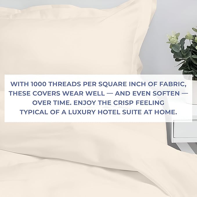 Kotton Culture 120"x120" 1 Pc Super King Plus/Super Oversize King Duvet Cover Only 100% Egyptian Cotton - 1000 TC, Zipper Closure & Corner Ties - Fits Only Extra Large Inserts - Butter