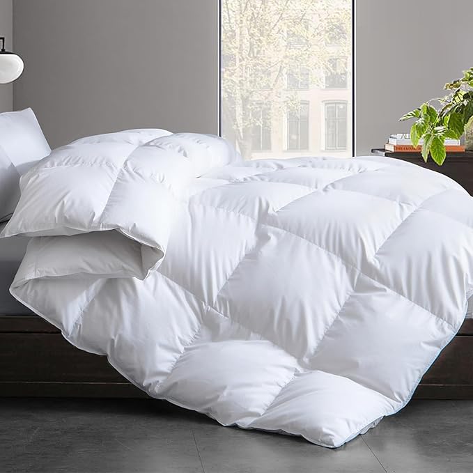 Cosybay Feather Down Fiber Comforter California King Size - All Season White 100% Cotton Duvet Insert - Luxury Medium Warmth Hotel Bedding Comforter,Cal King 104 x 96 Inch