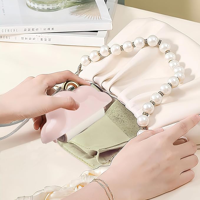 Mini Lint Roller Travel Size, Reusable Lint Roller for Travel, Pet Hair Remover Portable Lint Roller for Clothes with 300 Sheets Refillable (Pink&White)