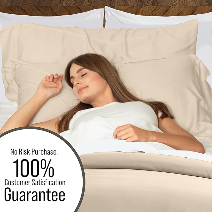 Bella Coterie Luxury Bamboo Viscose California King Size Duvet Cover Set | 100% Organically Grown | Corner Ties | Ultra Soft | Cooling | Two Pillow Shams | 106 x 94 | No Insert [Dune]