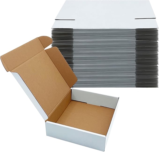 White Shipping Boxes 9x7x2 inch 25 Pack,Corrugated Boxes Mailer Packaging for Mailing Small Business，E-Commerce Gift Boxes for Wrapping Present Moving Storage Heavy Duty Recycled Cardboard Boxes